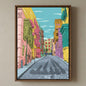 Framed Canvas Wall Art | Al-Balad Colorful Alley | Traditional Heritage Design with Hollow Frame