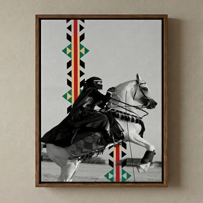 Framed Canvas Wall Art | Arabian Horsewoman | Traditional Heritage Design with Hollow Frame