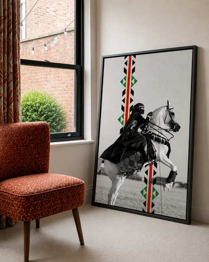 Framed Canvas Wall Art | Arabian Horsewoman | Traditional Heritage Design with Hollow Frame